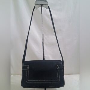 Fossil Black Leather  Flap  Shoulder  Bag